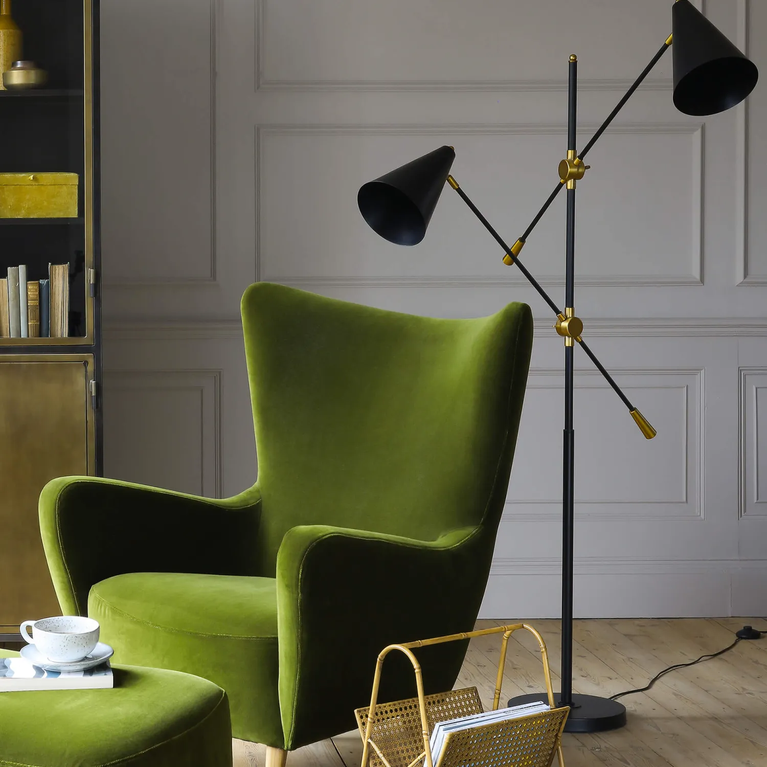 Graham & Green Black Adjustable Twin Floor Lamp