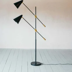 Graham & Green Black Adjustable Twin Floor Lamp
