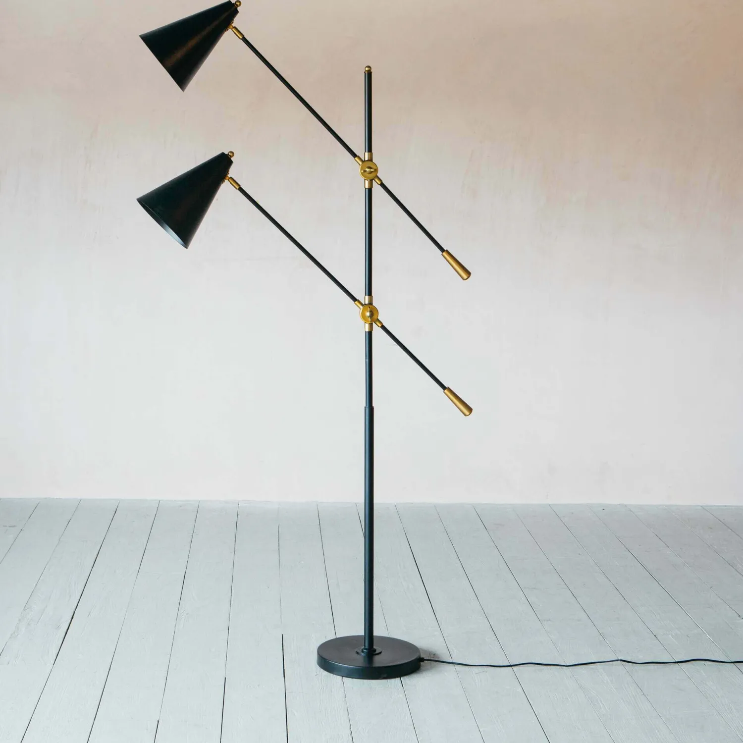 Graham & Green Black Adjustable Twin Floor Lamp