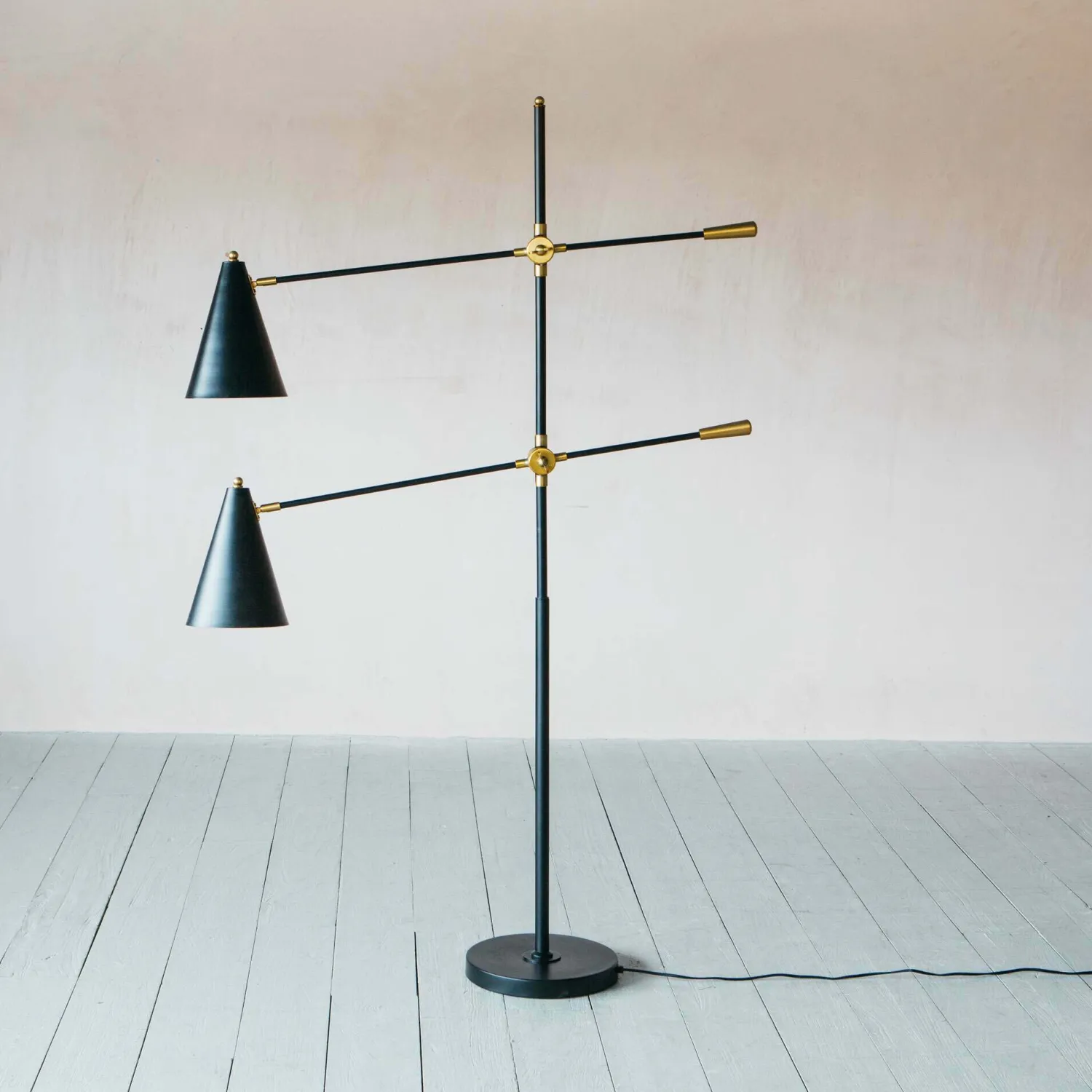 Graham & Green Black Adjustable Twin Floor Lamp