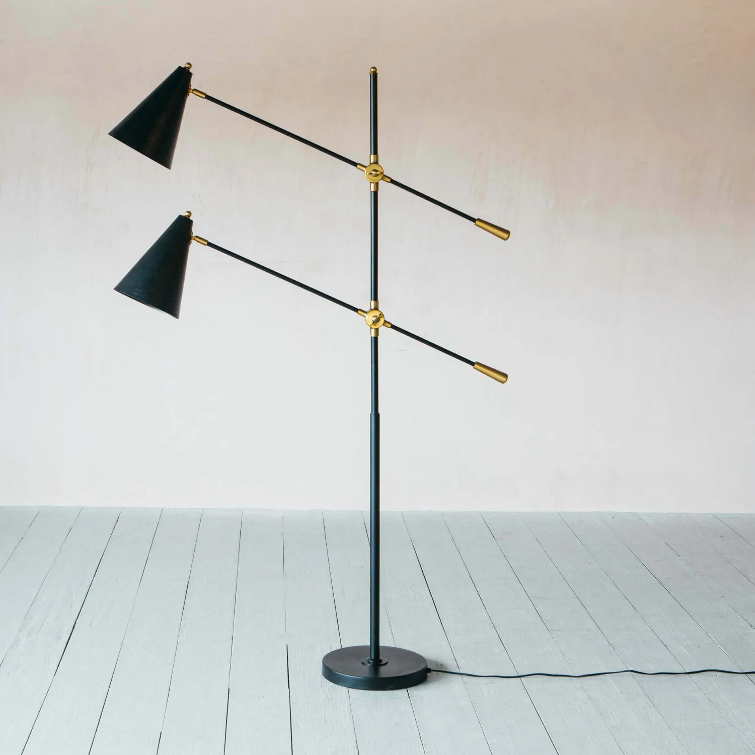 Graham & Green Black Adjustable Twin Floor Lamp