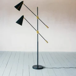 Graham & Green Black Adjustable Twin Floor Lamp