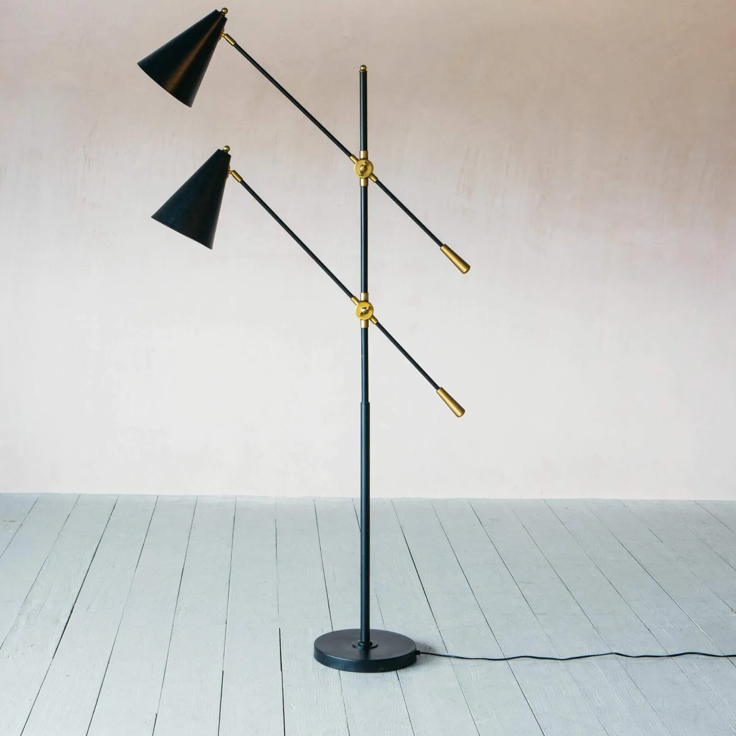 Graham & Green Black Adjustable Twin Floor Lamp