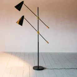 Graham & Green Black Adjustable Twin Floor Lamp