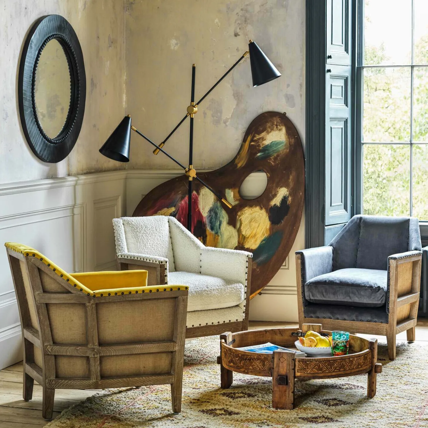 Graham & Green Black Adjustable Twin Floor Lamp