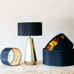 Graham & Green Black and Gold Cotton Lamp Shades