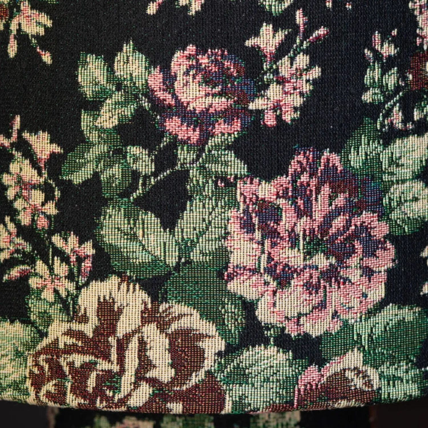 Graham & Green Black Floral Tapestry Table Lamp