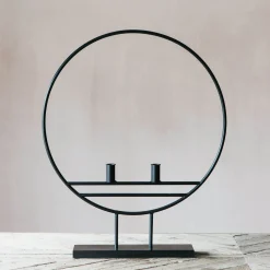Graham & Green Black Hoop Candle Holder