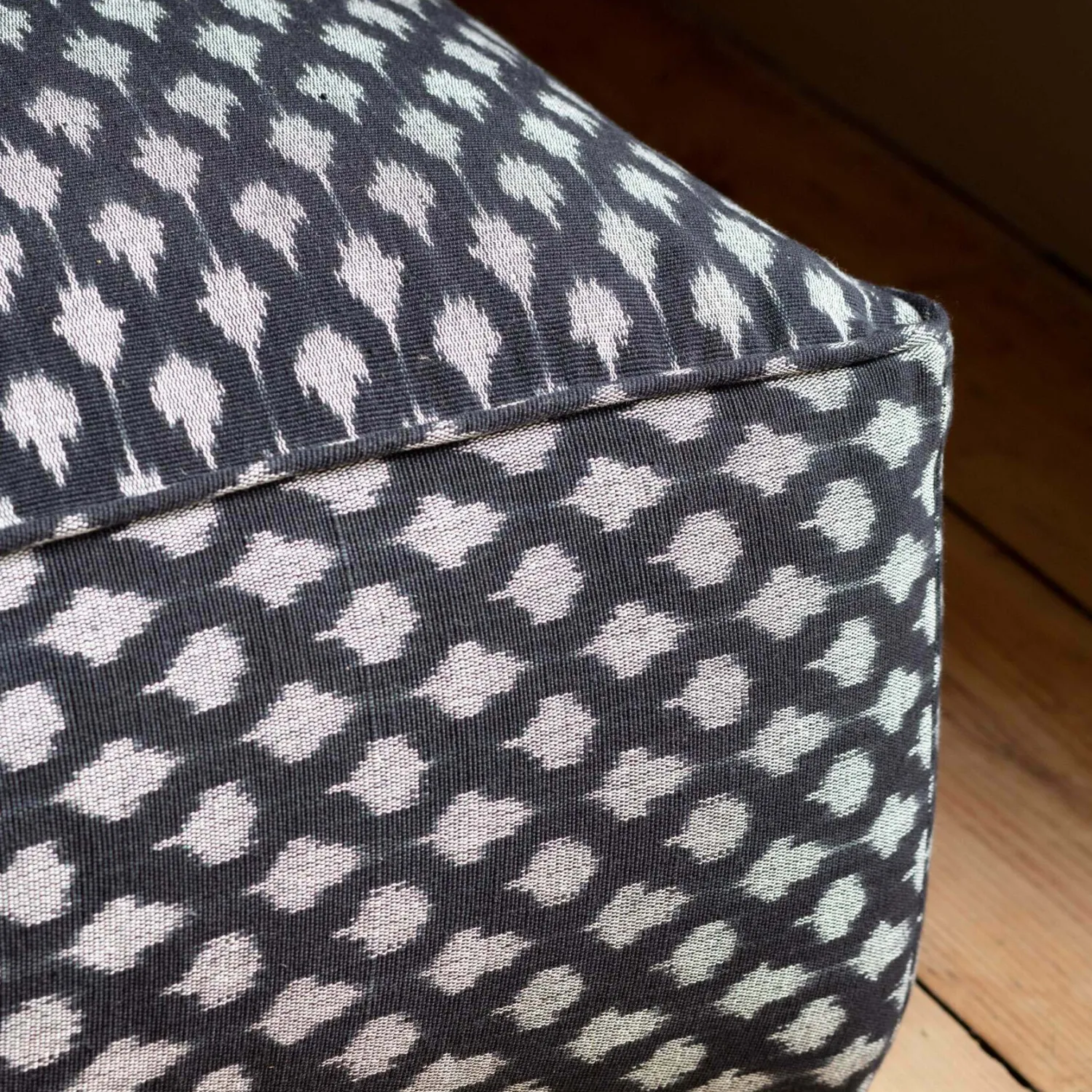 Graham & Green Black Ikat Pouffe