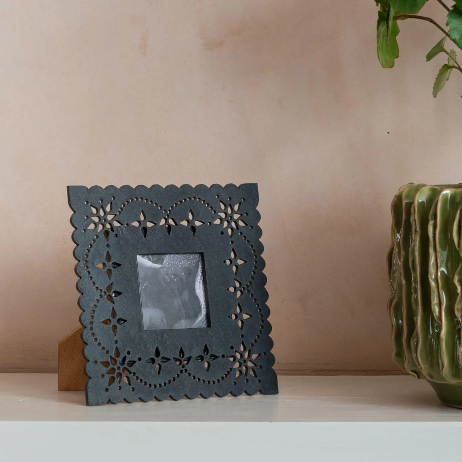 Graham & Green Black Scalloped Square Photo Frame