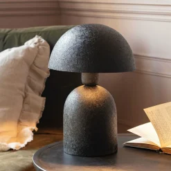 Graham & Green Black Textured Dome Table Lamp