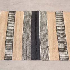 Graham & Green Black, White & Blush Striped Rug 120 x 60cm.