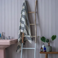 Graham & Green Black Wide Stripe Turkish Beach Towel Wrap