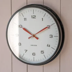 Graham & Green Black with Red Hands Factory Wall Clock