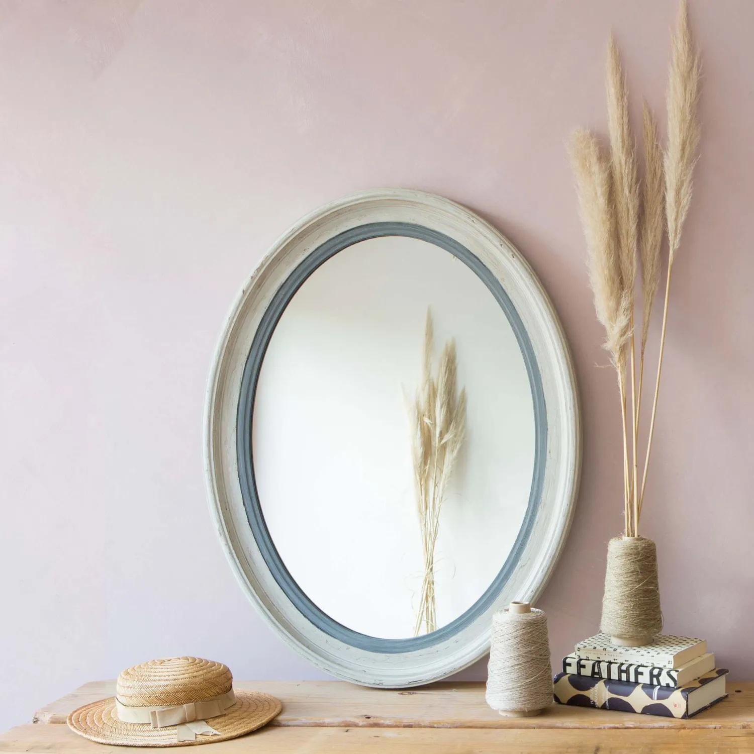 Graham & Green Blake Oval Grey Mirror