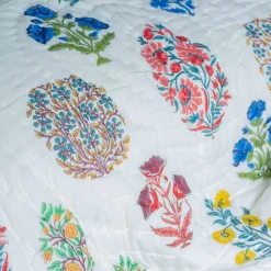 Graham & Green Bloom Floral Block Printed King Size Quilt