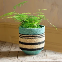 Graham & Green Blue and Black Striped Basket