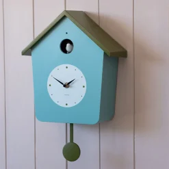 Graham & Green Blue and Green Cuckoo House Wall Clock