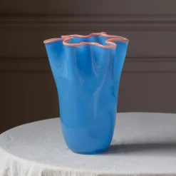 Graham & Green Blue and Peach Ruffle Vase - Large