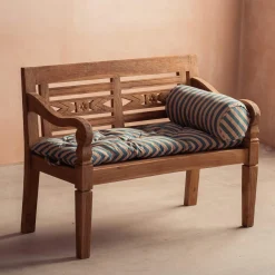 Graham & Green Blue Candy Stripe Bench Seat Pad