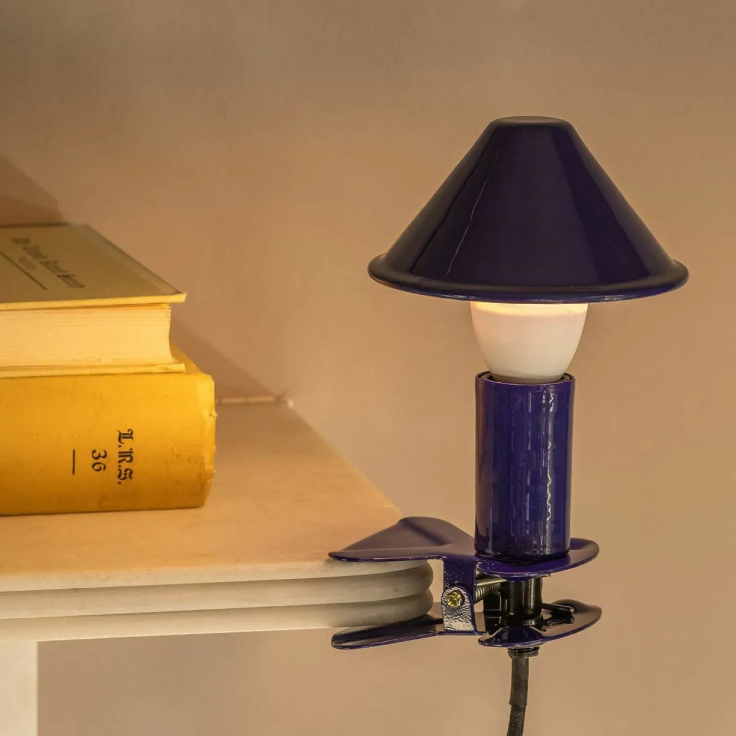 Graham & Green Blue Enamel Mushroom Clip Lamp