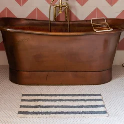 Graham & Green Blue Striped Tufted Bath Mat