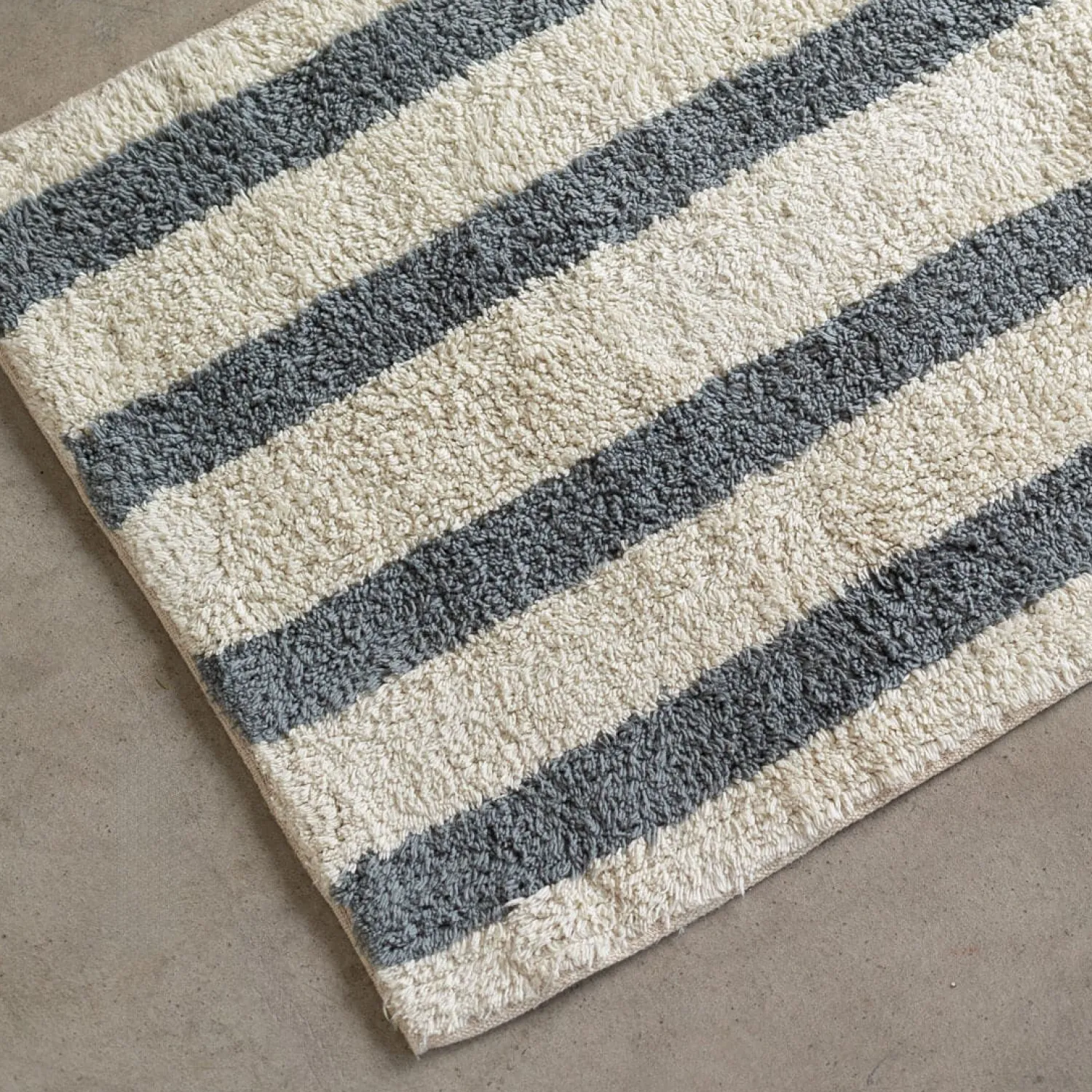 Graham & Green Blue Striped Tufted Bath Mat