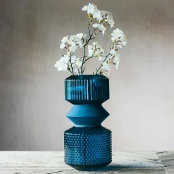 Graham & Green Blue Tiered Glass Vase