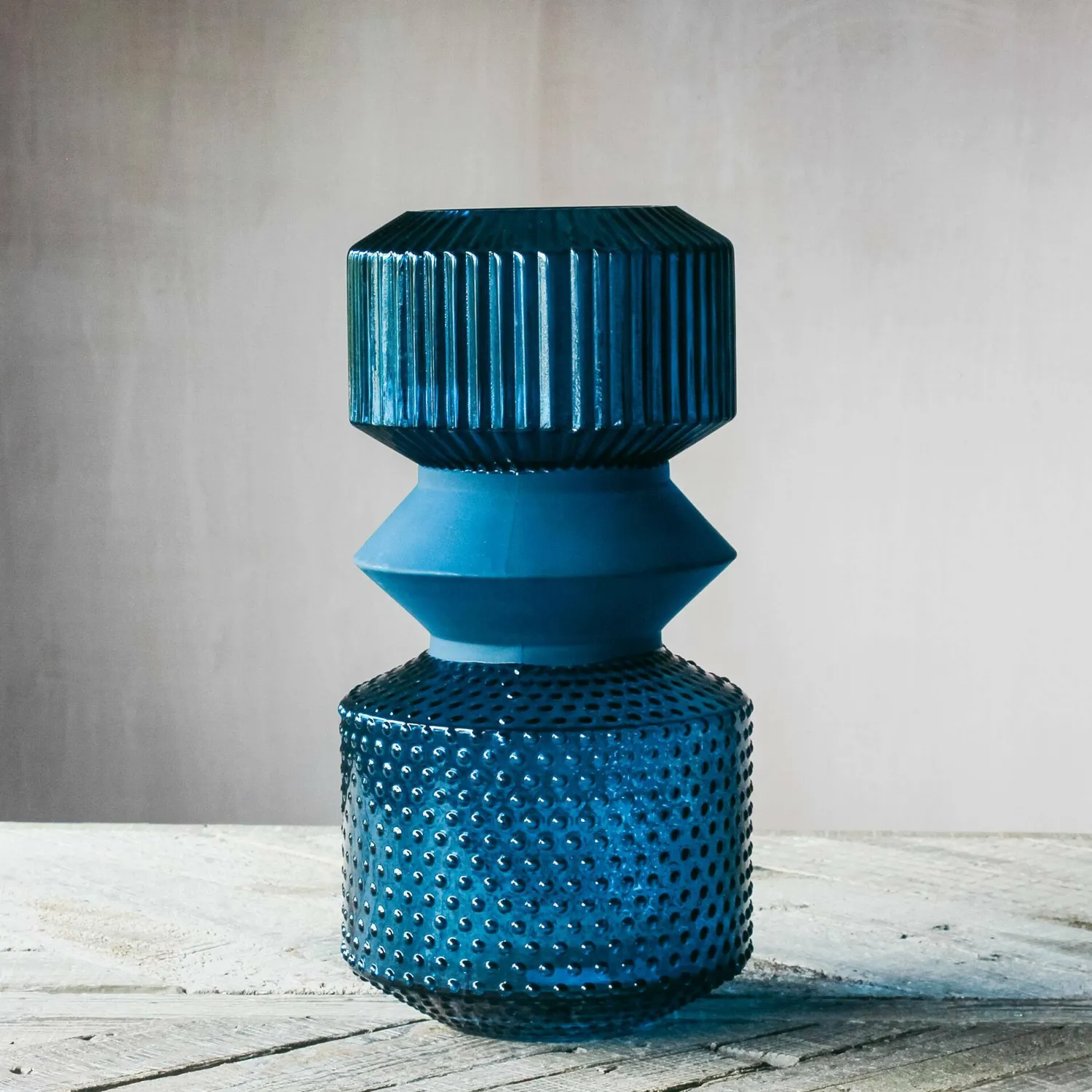 Graham & Green Blue Tiered Glass Vase