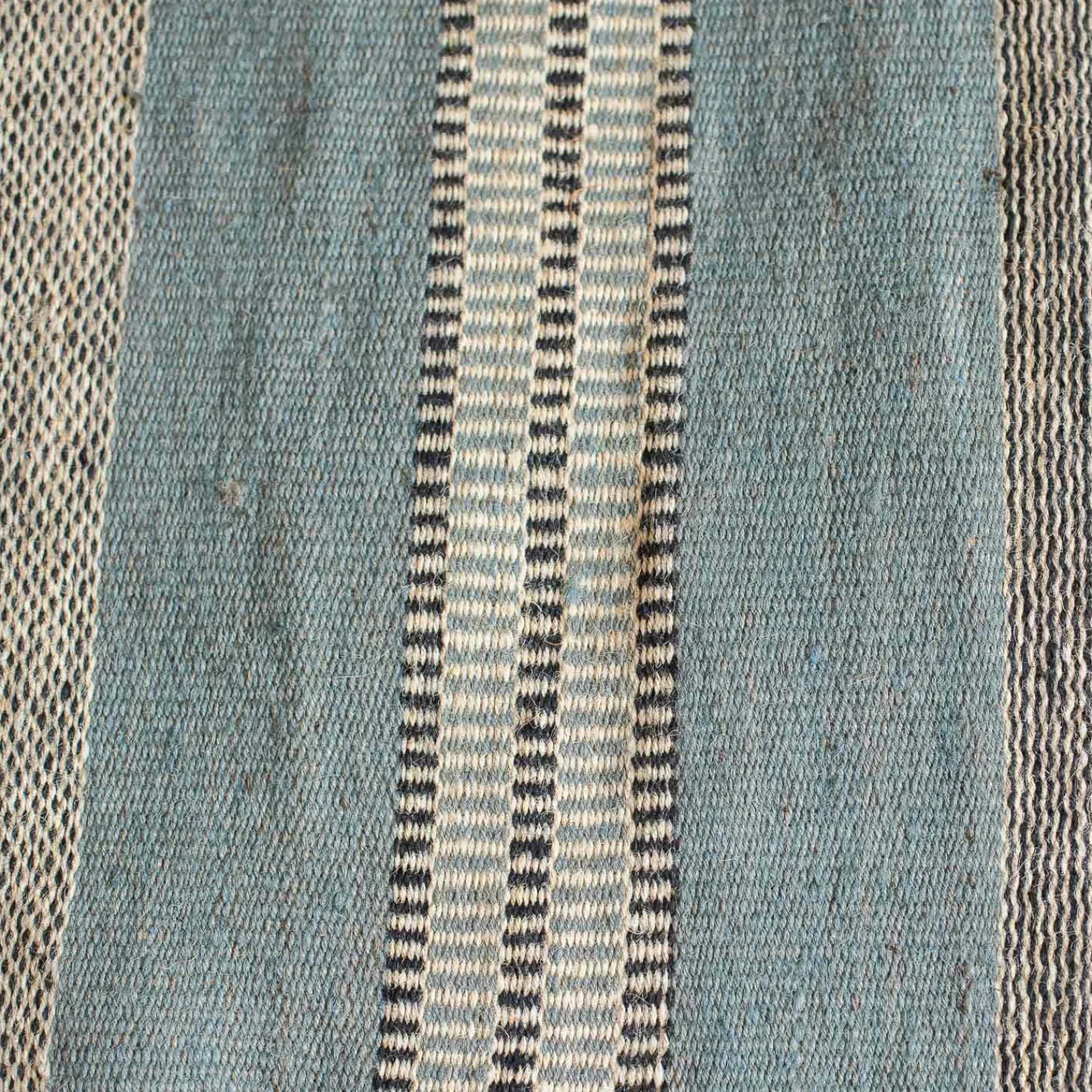 Graham & Green Blue, White & Black Striped Rug 120 x 60cm.