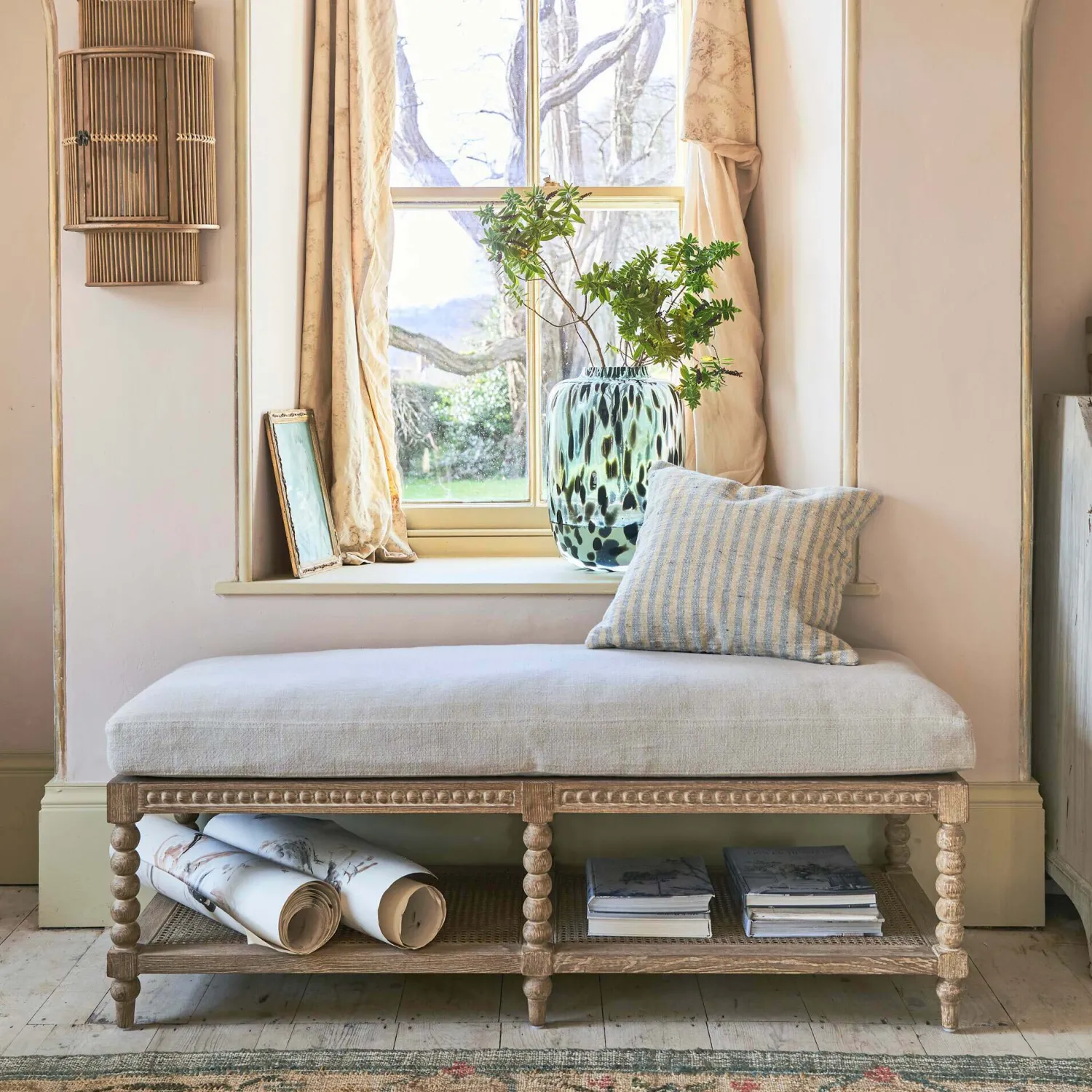 Graham & Green Bobbin Natural Linen and Ash Bench