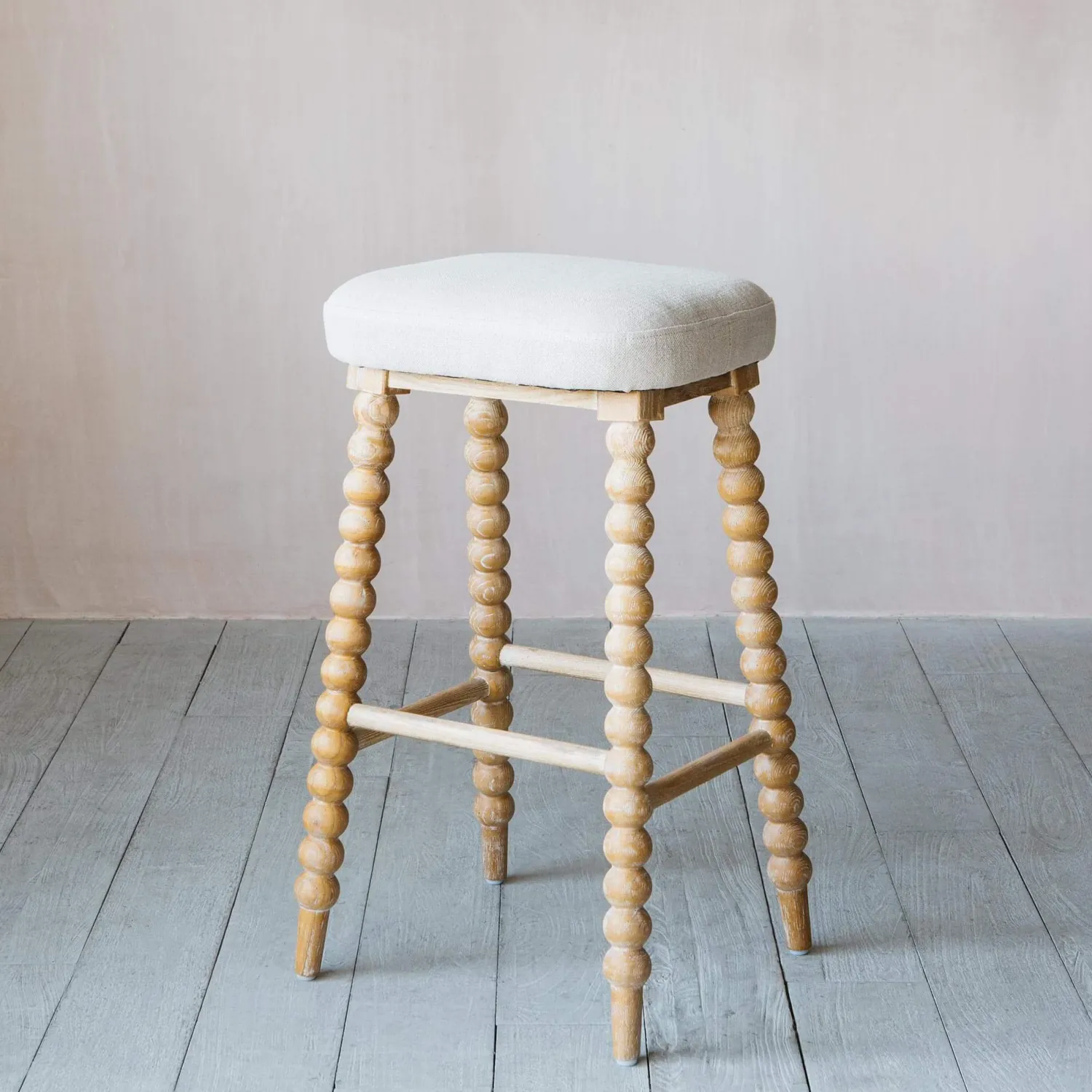 Graham & Green Bobbin Natural Linen Bar Stool