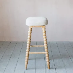 Graham & Green Bobbin Natural Linen Bar Stool