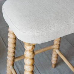Graham & Green Bobbin Natural Linen Bar Stool