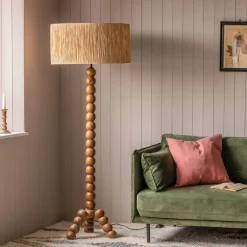 Graham & Green Bobbin Tripod Dark Wooden Floor Lamp