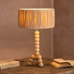 Graham & Green Bobbin Tripod Natural Wooden Table Lamp
