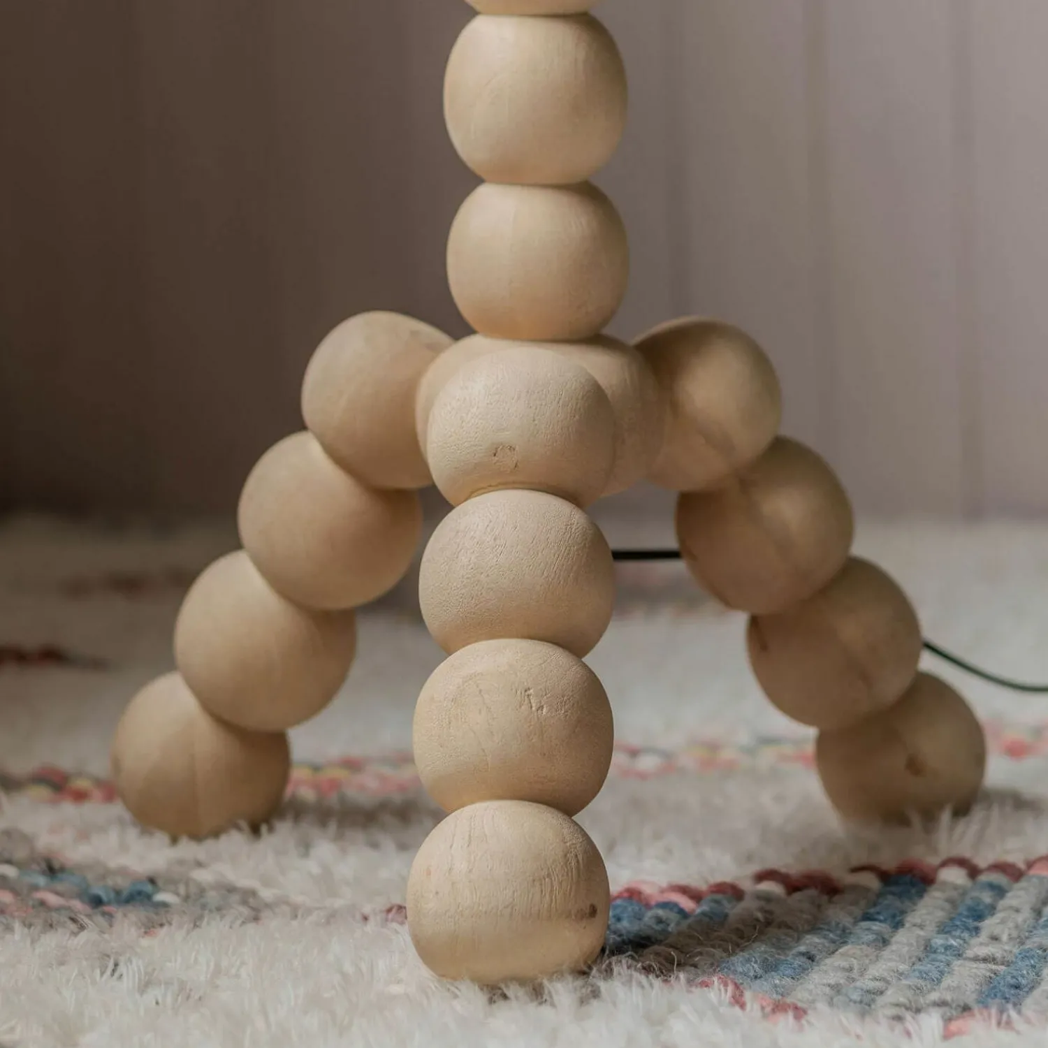 Graham & Green Bobbin Tripod Natural Wooded Floor Lamp