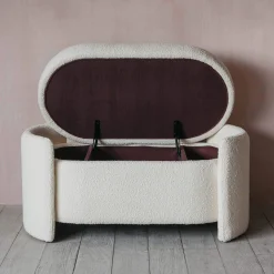 Graham & Green Bouclé Storage Ottoman