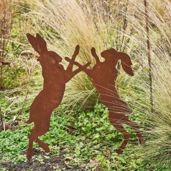 Graham & Green Boxing Hares Garden Stake