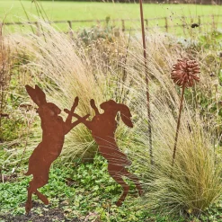 Graham & Green Boxing Hares Garden Stake
