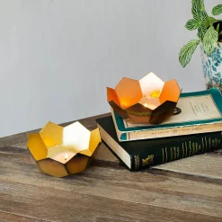 Graham & Green Brass and Gold Lotus Tea Light Holder