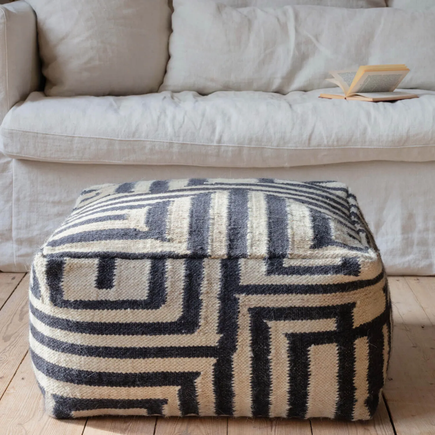 Graham & Green Bridget Monochrome Pouffe