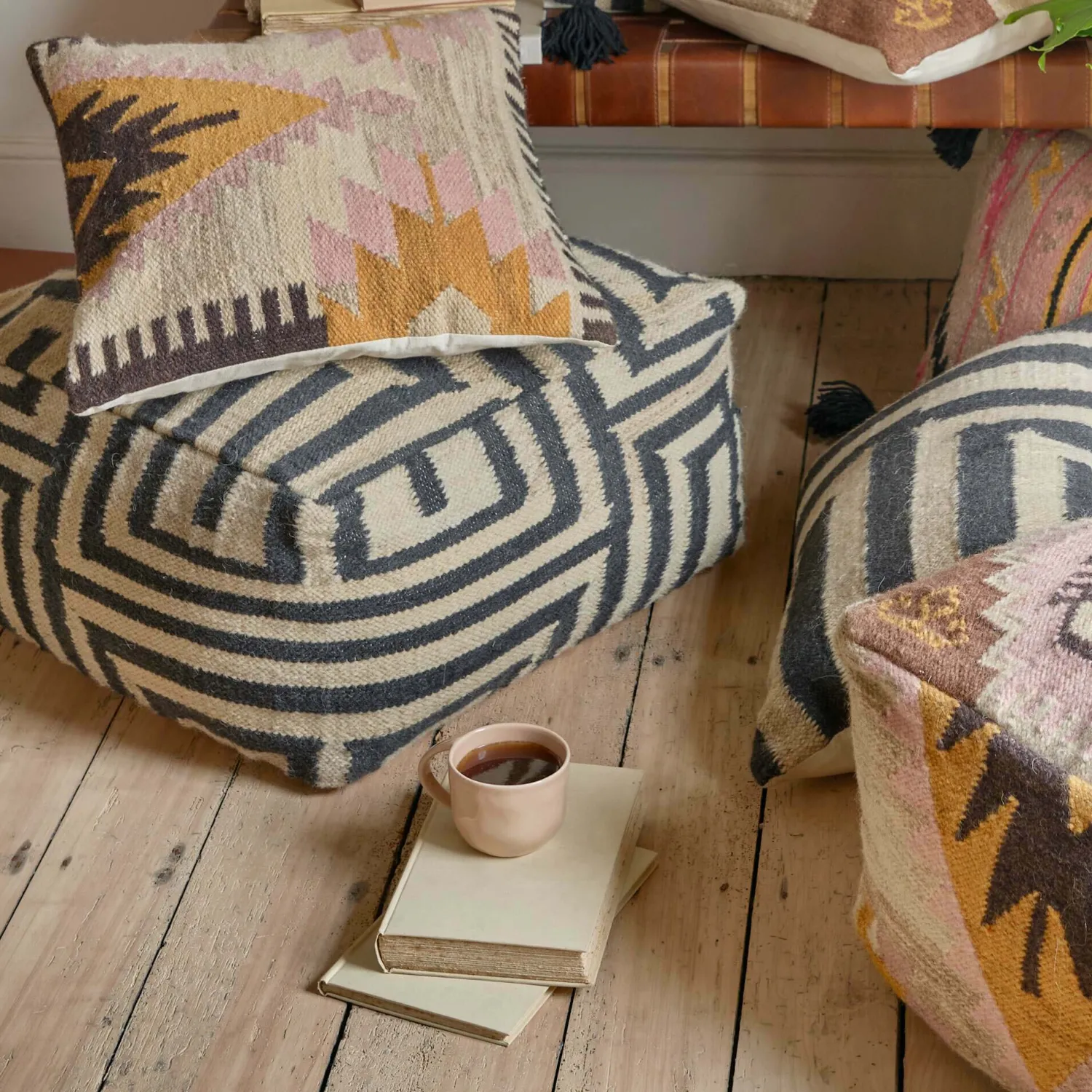 Graham & Green Bridget Monochrome Pouffe
