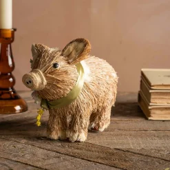 Graham & Green Bristle Flower Pig Decoration