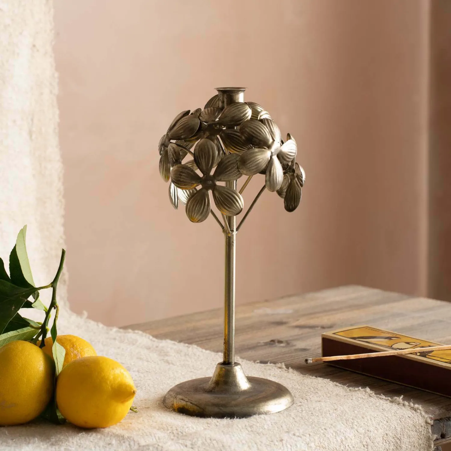 Graham & Green Bronze Floral Candle Holder