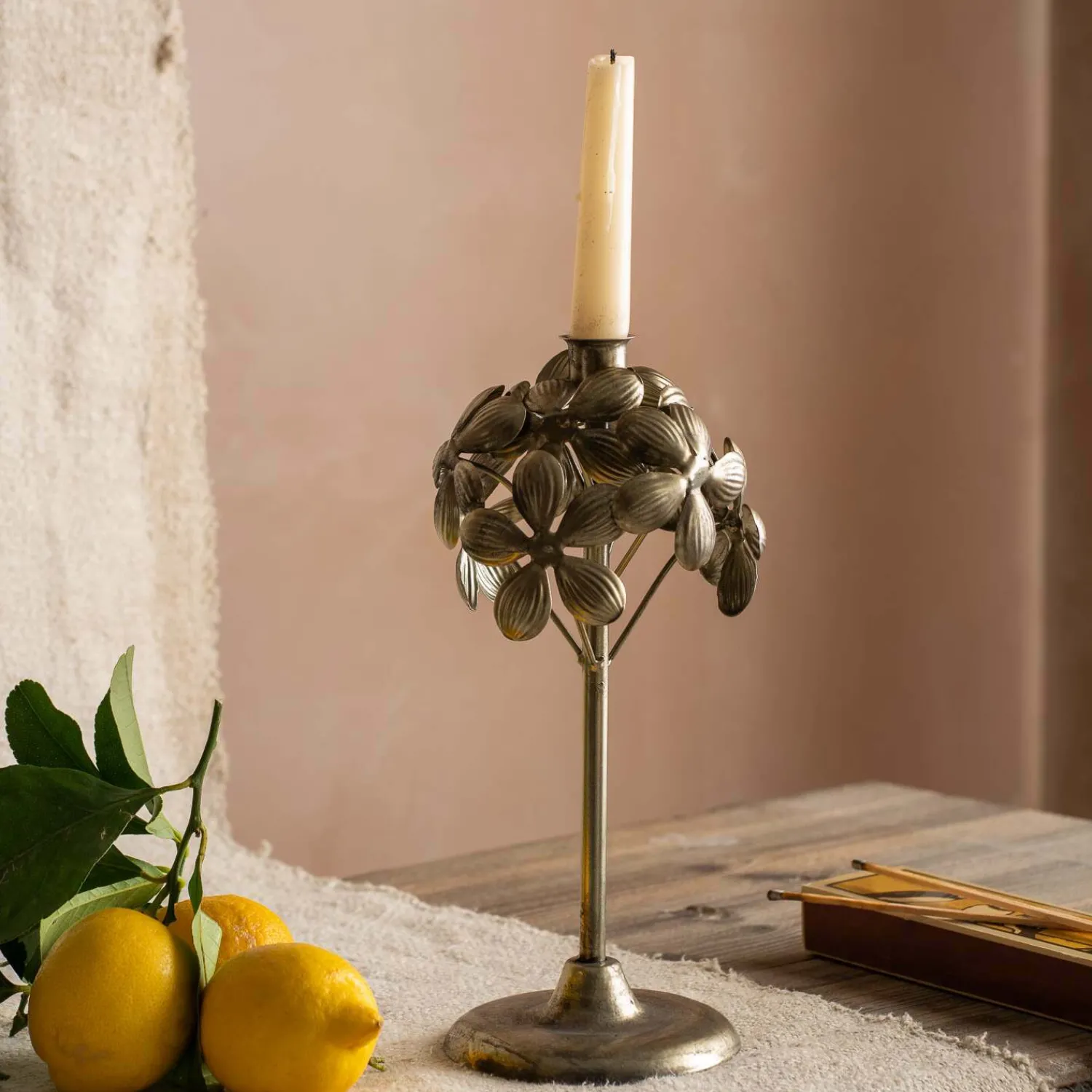 Graham & Green Bronze Floral Candle Holder