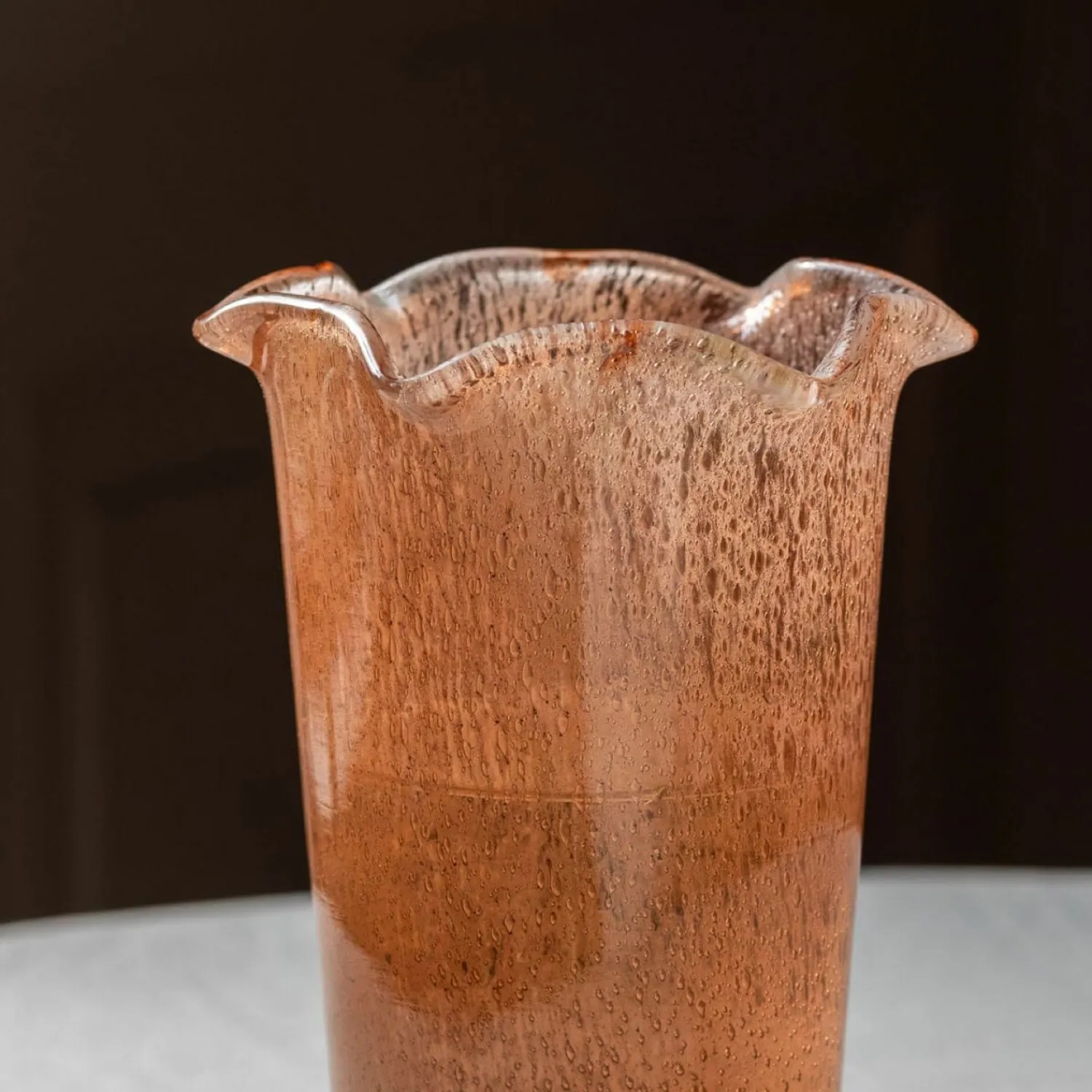 Graham & Green Brown Glass Ruffle Vase