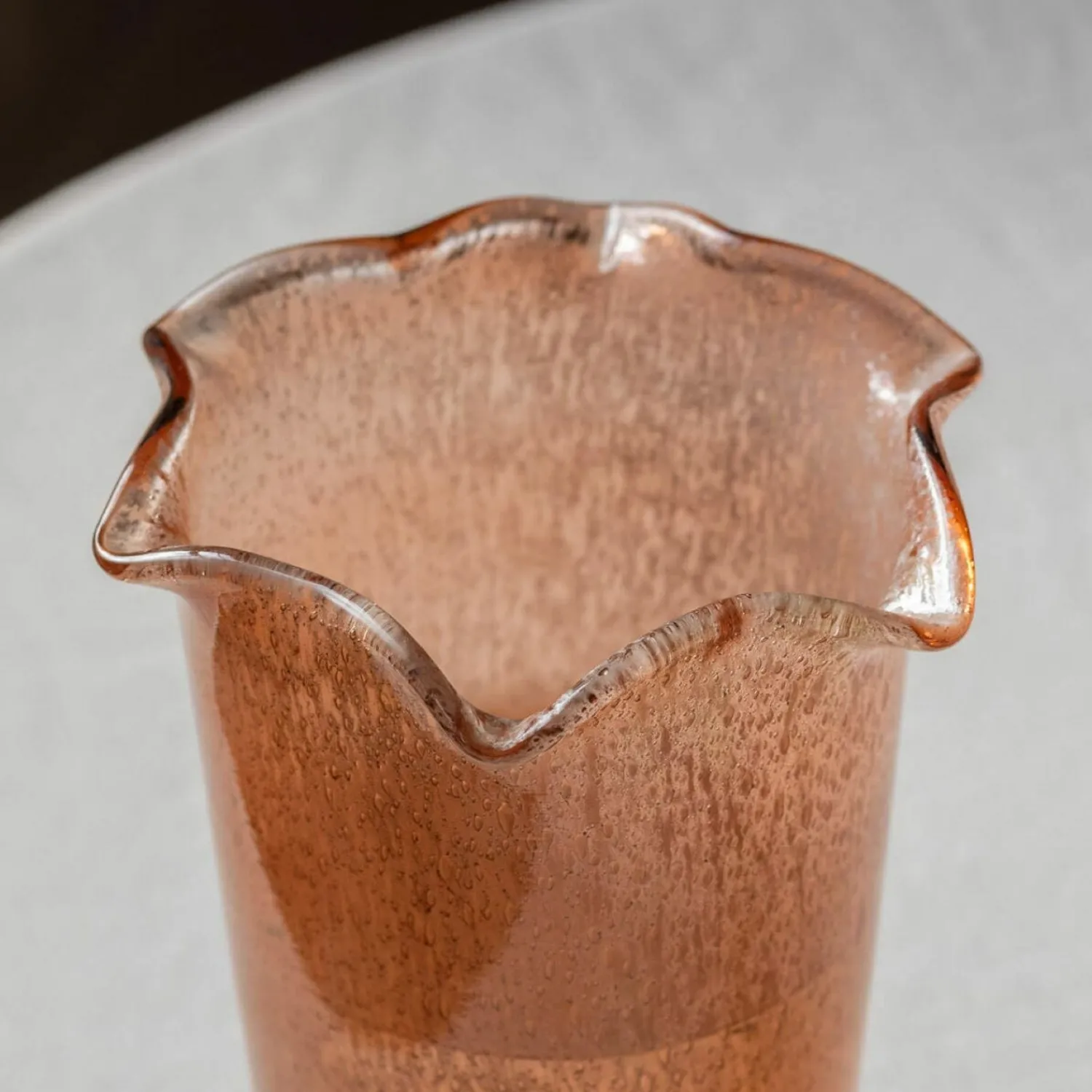 Graham & Green Brown Glass Ruffle Vase