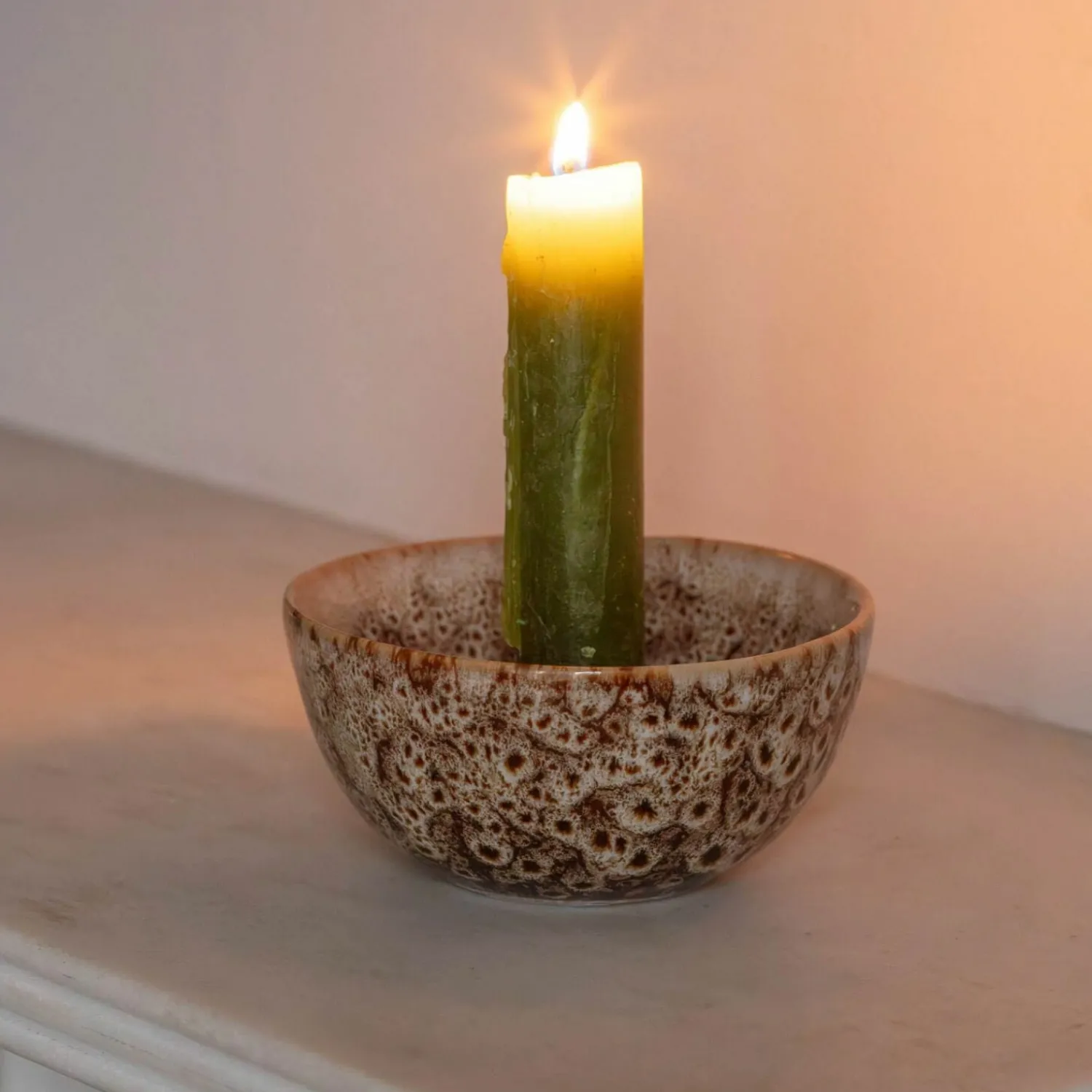 Graham & Green Brown Speckled Candle Holder