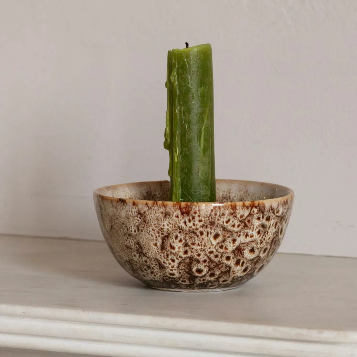Graham & Green Brown Speckled Candle Holder